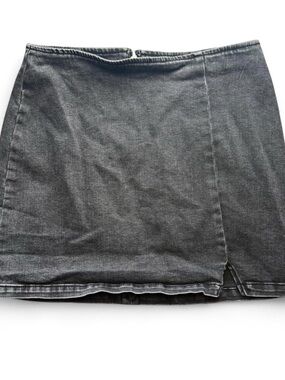 Black Denim High Waist Fitted Mini Skirt Size Small